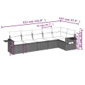 Salon de jardin 6 pcs avec coussins gris résine tressée