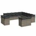 Salon de jardin avec coussins 13 pcs gris résine tressée