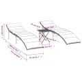 Chaises longues lot de 2 avec table gris résine tressée