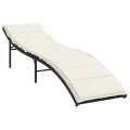 Chaise longue avec coussin noir 55x199x50 cm résine tressée