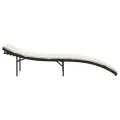 Chaise longue avec coussin noir 55x199x50 cm résine tressée