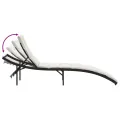 Chaise longue avec coussin noir 55x199x50 cm résine tressée