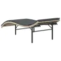 Chaises longues lot de 2 et coussins gris clair résine tressée