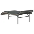 Chaise longue avec coussin gris 55x199x50 cm résine tressée