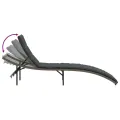 Chaise longue avec coussin gris 55x199x50 cm résine tressée