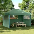 Tente de réception pliable escamotable 3 parois latérales vert