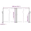 Auvent latéral rétractable crème 140x1200 cm