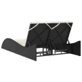 Chaise longue avec coussins noir 114x205x73 cm résine tressée