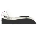 Chaise longue avec coussins noir 114x205x73 cm résine tressée
