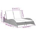 Chaise longue avec coussins noir 114x205x73 cm résine tressée