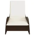 Chaise longue avec coussin marron 60x205x73 cm résine tressée