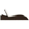Chaise longue avec coussin marron 60x205x73 cm résine tressée
