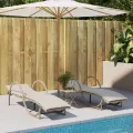 Chaises longues lot de 2 avec table beige résine tressée