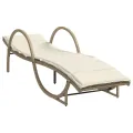 Chaises longues lot de 2 avec table beige résine tressée