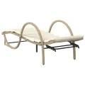 Chaises longues lot de 2 avec table beige résine tressée