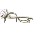 Chaises longues lot de 2 avec table beige résine tressée