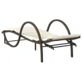 Chaises longues lot de 2 avec table marron résine tressée