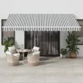 Auvent manuel rétractable avec LED anthracite blanc 450x350 cm