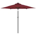 Parasol de jardin avec mât en acier bordeaux 225x225x212 cm