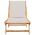 Chaise longue gris bois d'acacia solide et textilène