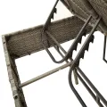 Chaise longue double avec coussins et parasol gris clair rotin