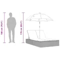 Chaise longue double avec coussins et parasol gris clair rotin