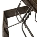 Chaise longue double avec toit et rideaux marron résine tressée