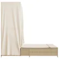 Chaise longue double avec toit et rideaux beige résine tressée