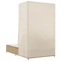 Chaise longue double avec toit et rideaux beige résine tressée