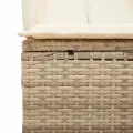 Chaise longue double avec toit et rideaux beige résine tressée