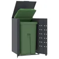 Rangement à roulettes pour poubelles pour bac unique anthracite