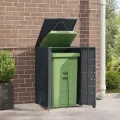 Rangement à roulettes pour poubelles pour bac unique anthracite