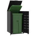 Rangement à roulettes pour poubelles pour bac unique noir acier