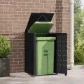 Rangement à roulettes pour poubelles pour bac unique noir acier
