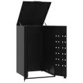 Rangement à roulettes pour poubelles pour bac unique noir acier