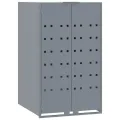 Rangement à roulettes pour poubelles pour 4 bacs gris acier