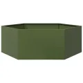 Jardinière vert olive hexagone 138x120x45 cm acier