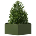 Jardinière vert olive hexagone 138x120x45 cm acier