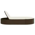 Chaise longue double avec coussins marron résine tressée