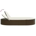 Chaise longue double avec coussins marron résine tressée