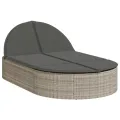 Chaise longue double avec coussins gris clair résine tressée