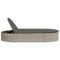 Chaise longue double avec coussins gris clair résine tressée