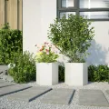 Jardinières 2 pcs blanc hexagone 46x40x45 cm acier