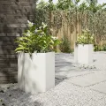 Jardinières 2 pcs blanc hexagone 46x40x45 cm acier