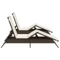 Chaises longues avec coussins lot de 2 marron résine tressée