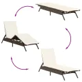 Chaises longues avec coussins lot de 2 marron résine tressée