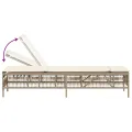 Chaise longue avec coussin beige résine tressée