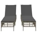 Chaises longues avec coussins lot de 2 gris résine tressée