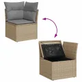 Salon de jardin avec coussins 9 pcs beige résine tressée