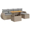 Salon de jardin avec coussins 6 pcs beige résine tressée